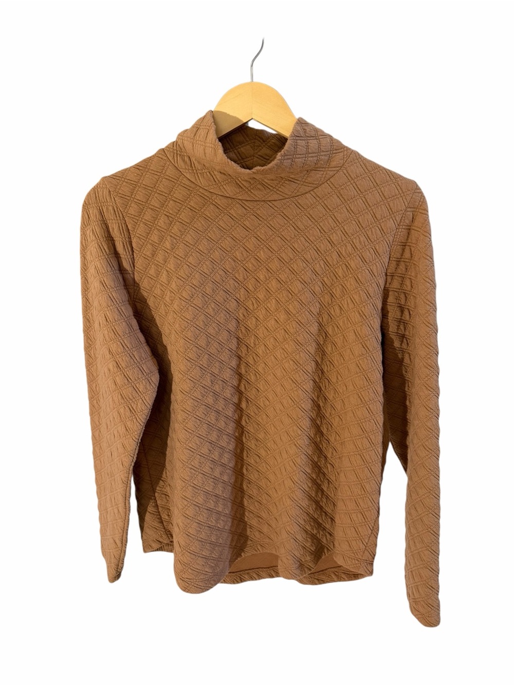 J. Crew Quilted Turtleneck Sweater in Chestnut Brown